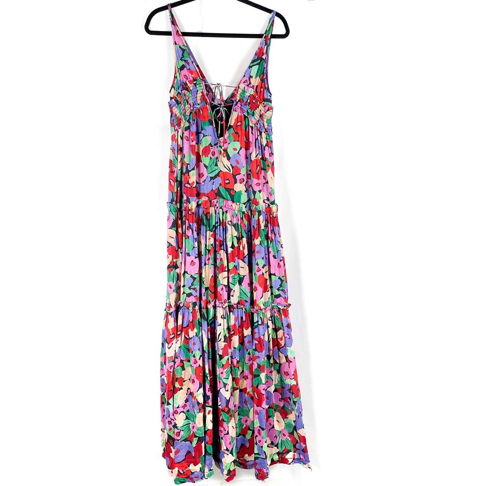 Nicholas Myla Floral Maxi Dress Silk Cotton Tiered Sleeveless Sz 0 - Picture 7 of 14